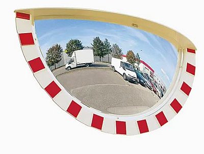 Verkeersspiegel kunststof met rood/wit kader in verschillende afmetingen (inclusief bevestigingsbeugel)