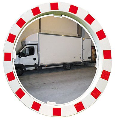 Verkeersspiegel kunststof met rood/wit kader in verschillende afmetingen (inclusief bevestigingsbeugel)