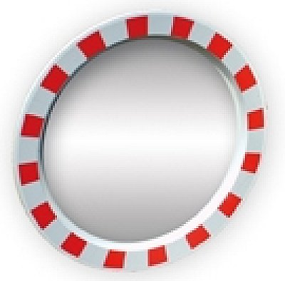 Verkeersspiegel kunststof met rood/wit kader in verschillende afmetingen (inclusief bevestigingsbeugel)