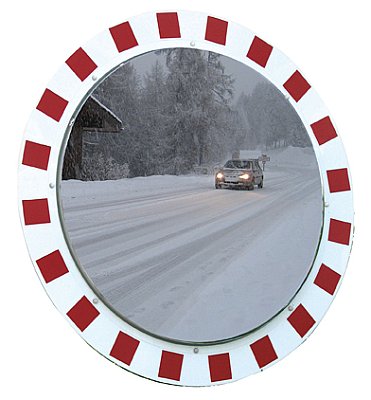 Verkeersspiegel kunststof met rood/wit kader in verschillende afmetingen (inclusief bevestigingsbeugel), anti-rijm en anti-condens