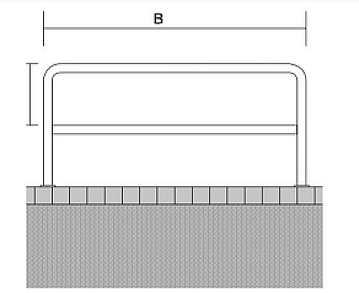 Beschermingsbeugel Ø48, 60 of 76 mm met dwarsprofiel & voetplaat in verschillende afmetingen H 1000 mm