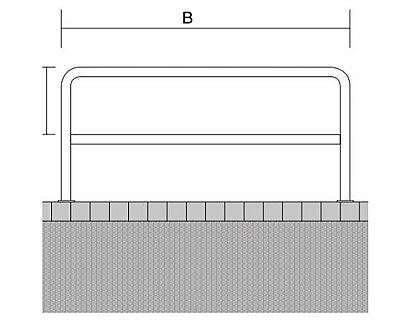 Beschermingsbeugel Ø48, 60 of 76 mm met dwarsprofiel & voetplaat in verschillende afmetingen H 1000 mm