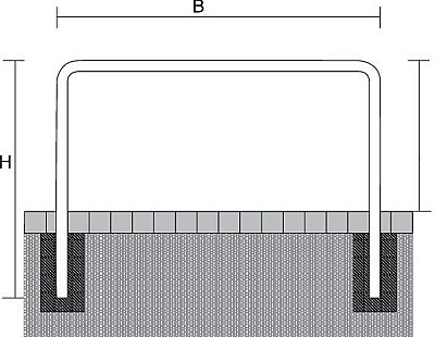 Beschermingsbeugel Ø48, 60 of 76 mm om in te betonneren in verschillende afmetingen