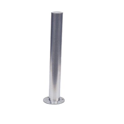 Inox (RVS) paal met voetplaat in verschillende diameters en hoogtes (exclusief bevestigingen)