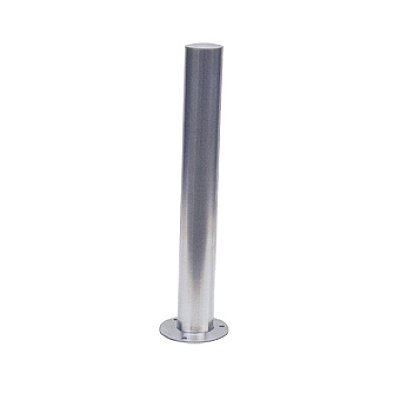 Inox (RVS) paal met voetplaat in verschillende diameters en hoogtes (exclusief bevestigingen)