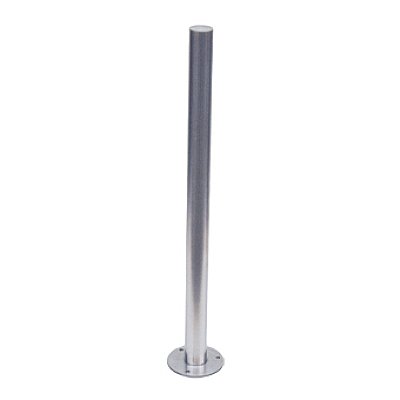 Inox (RVS) paal met voetplaat in verschillende diameters en hoogtes (exclusief bevestigingen)