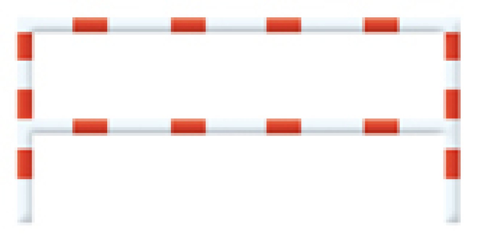 Wegversperring wit/rood om in te betonneren - 70 x 70 mm - H 1300 mm (900 mm bovengronds) - Dwarsbalk 60 x 40 mm