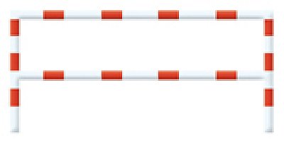 Wegversperring wit/rood om in te betonneren - 70 x 70 mm - H 1300 mm (900 mm bovengronds) - Dwarsbalk 60 x 40 mm