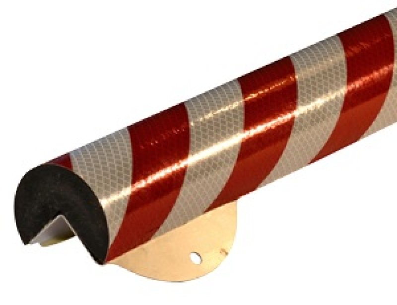 Flexibele stootband TYPE A+ in polyurethaan in verschillende kleuren met RVS muurbevestiging
