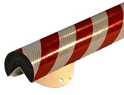Flexibele stootband TYPE A+ in polyurethaan in verschillende kleuren met RVS muurbevestiging