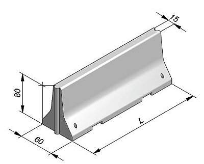 Betonnen separator model dubbelzijdig 1000 of 2000 x 600 x 800 mm (LxBxH)