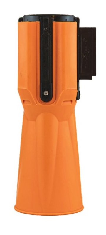Kegeladapter met uittrekbaar lint (textiel) rood/wit 3,65 m - adapter oranje