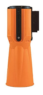 Kegeladapter met uittrekbaar lint (textiel) rood/wit 3,65 m - adapter oranje