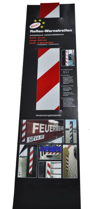 Set met 2 strips reflecterende markeringsfolie rood/wit (links & rechts) 500 x 50 mm - EG/KL1