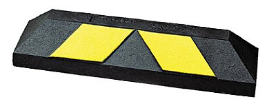 Park-it parkeerstop gerecycleerd - 55 x 15 x 10 cm - Gele banden - 4,1kg (2 bouten+ pluggen en ringen inclusief)