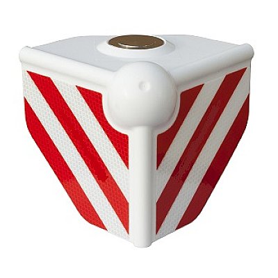 Hoekbeschermer rood/wit reflecterend met magneet <65 kg - 150x150x150 mm - (MOQ 4)