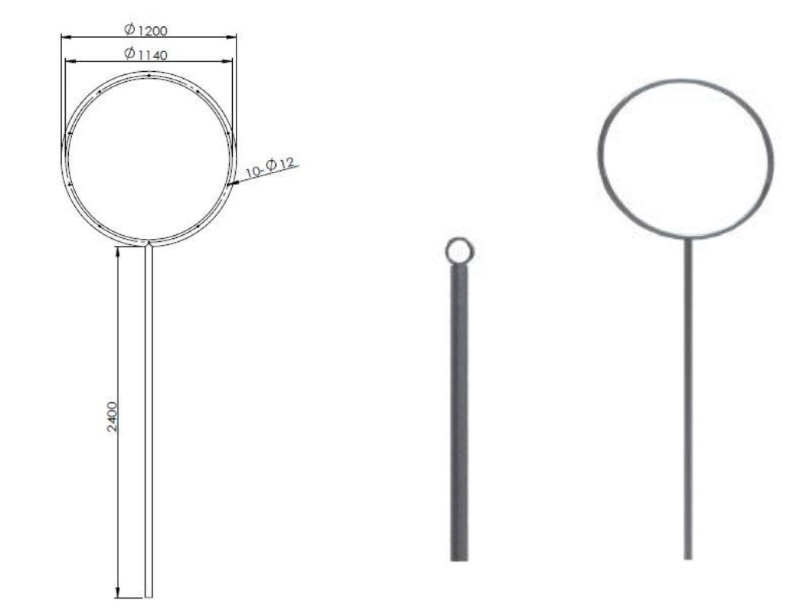 Blikvanger ø 1200 mm incl. extra spanpaal en net - zwart