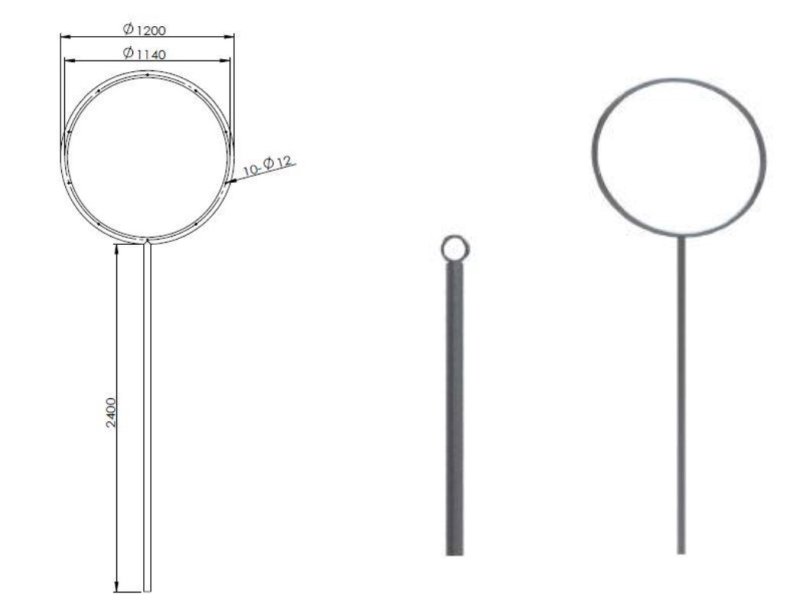 Blikvanger ø 1200 mm incl. extra spanpaal en net - zwart