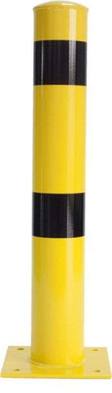 Stootpaal met voetplaat - geel/zwart - Ø152 x H 1000 mm bovengronds