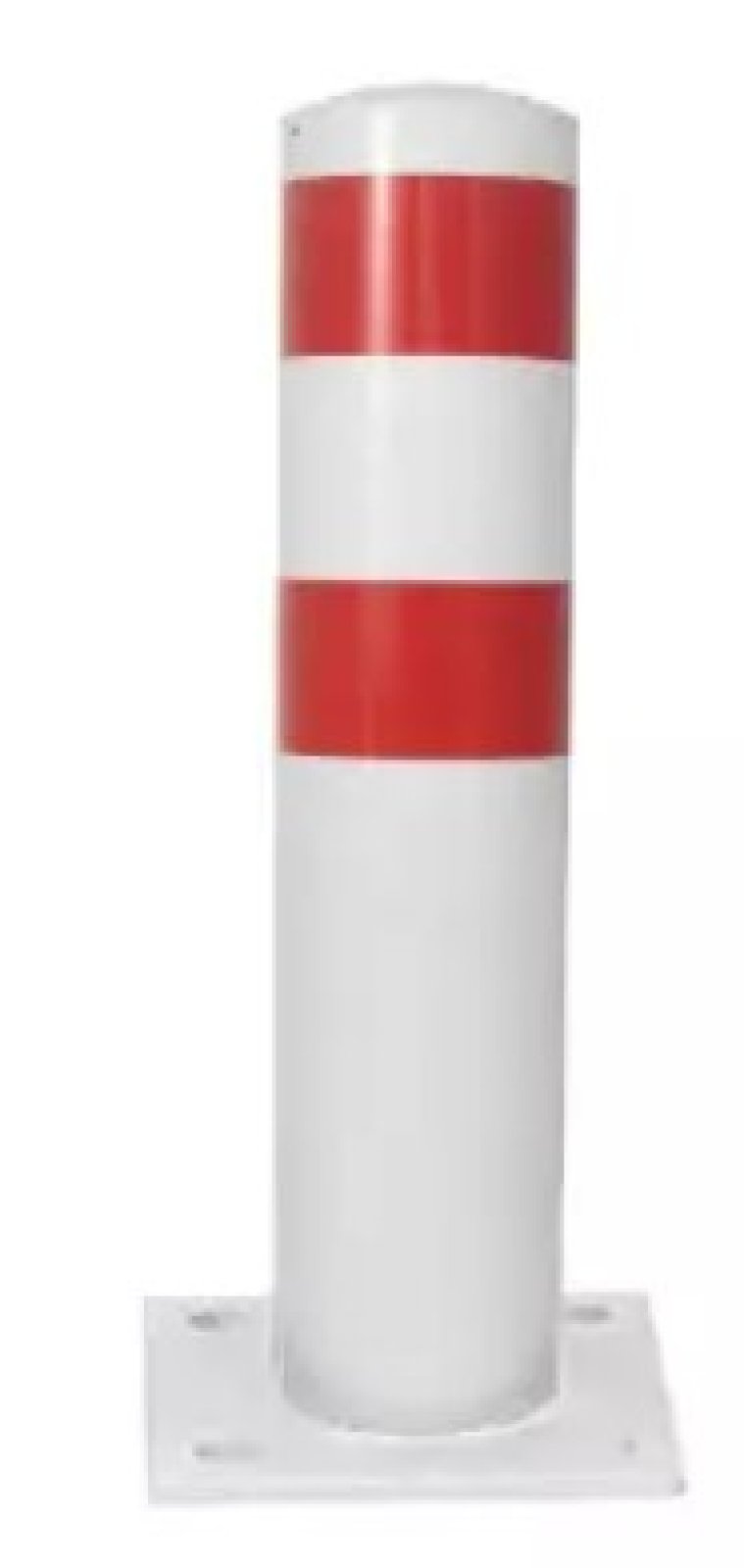 Stootpaal met voetplaat - wit/rood - Ø193 x H 1000 mm