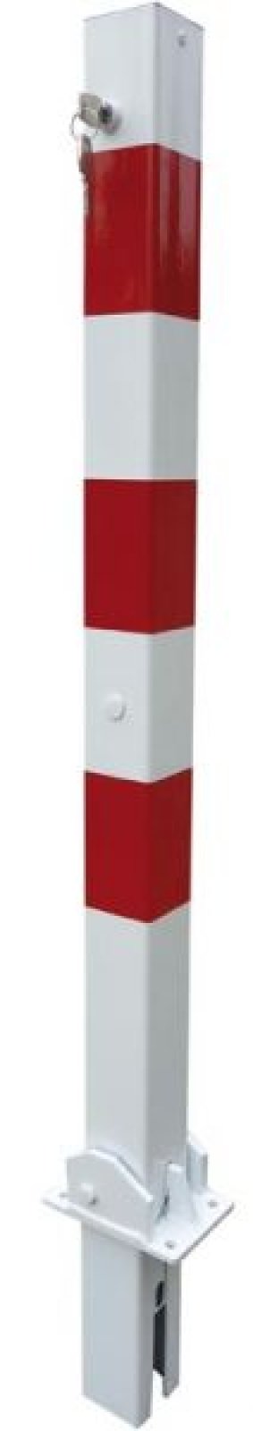 Paal wit/rood 70 x 70 mm neerklapbaar & uitneembaar (cilinderslot) L 1000 + 480 mm