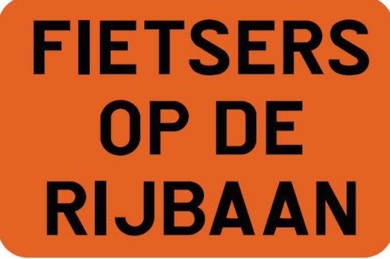 Bord T2000 FIETSERS OP RIJBAAN 600 x 400 mm
