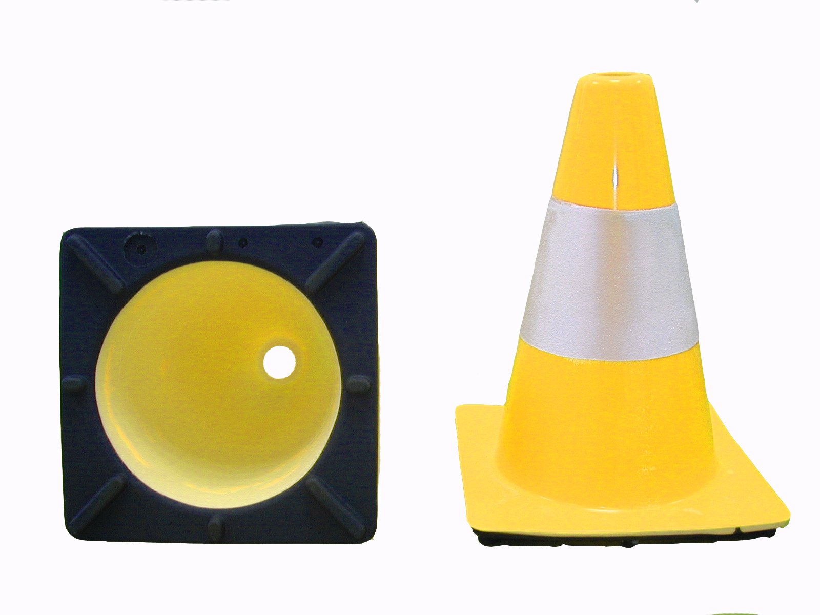 Kegel 30cm soepele pvc geel 1 reflecterende band