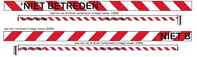 Wandcassette met uittrekbaar lint 2,0 m rood/wit voorzien van zwarte tekst 