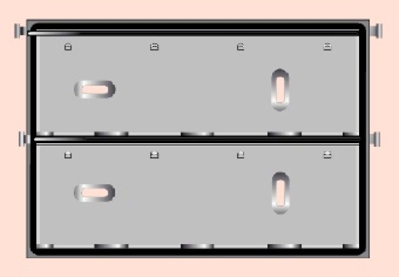 Stalen ADR-bord met veer voor verwisselbare cijfers 300 x 400 mm - met 4 gaten