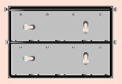 Stalen ADR-bord met veer voor verwisselbare cijfers 300 x 400 mm - met 4 gaten