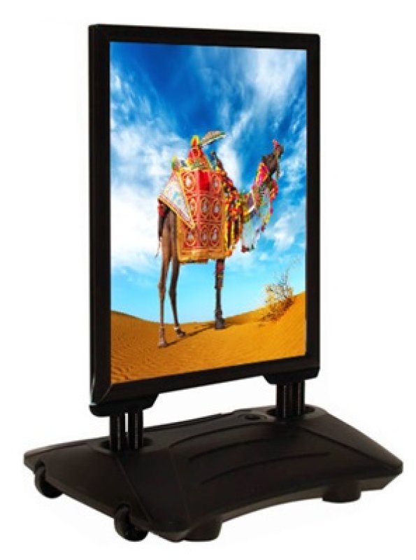 Stoepbord met kliklijsten dubbelzijdig A1 594 x 841 mm - met veren en opvulbare voet