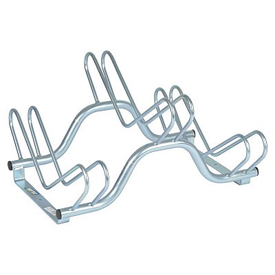 Verzinkt fietsenrek 3 fietsen - Zijdelingse schikking - 2 niveau's - L 680 mm. Voor bandbreedtes 35-58 mm.