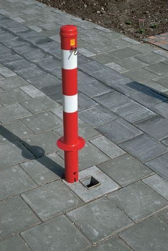 Paal rood voorzien van 2 reflecterende witte banden Ø 90 mm uitneembaar L 750 mm bovengronds