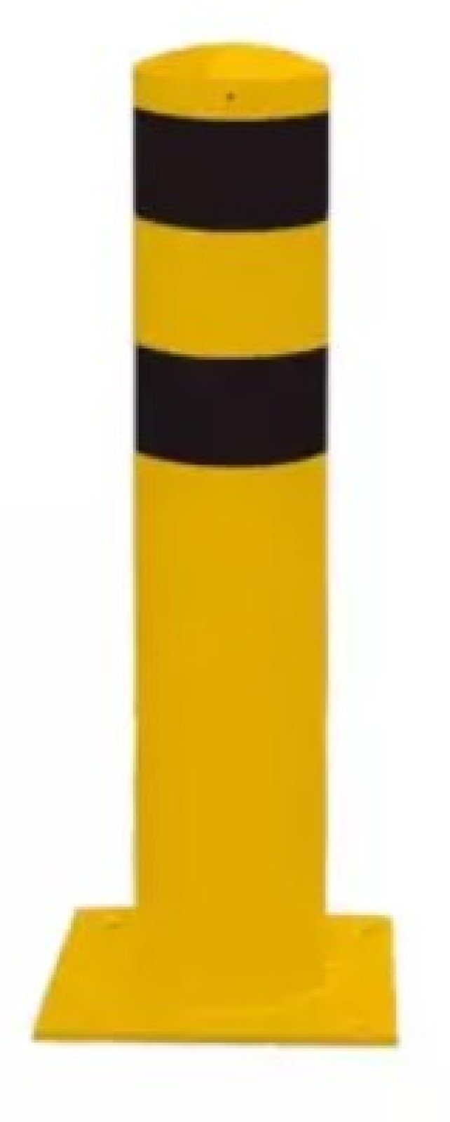 Stootpaal met voetplaat - geel/zwart - Ø152 x H 1500 mm met losse afdekkap