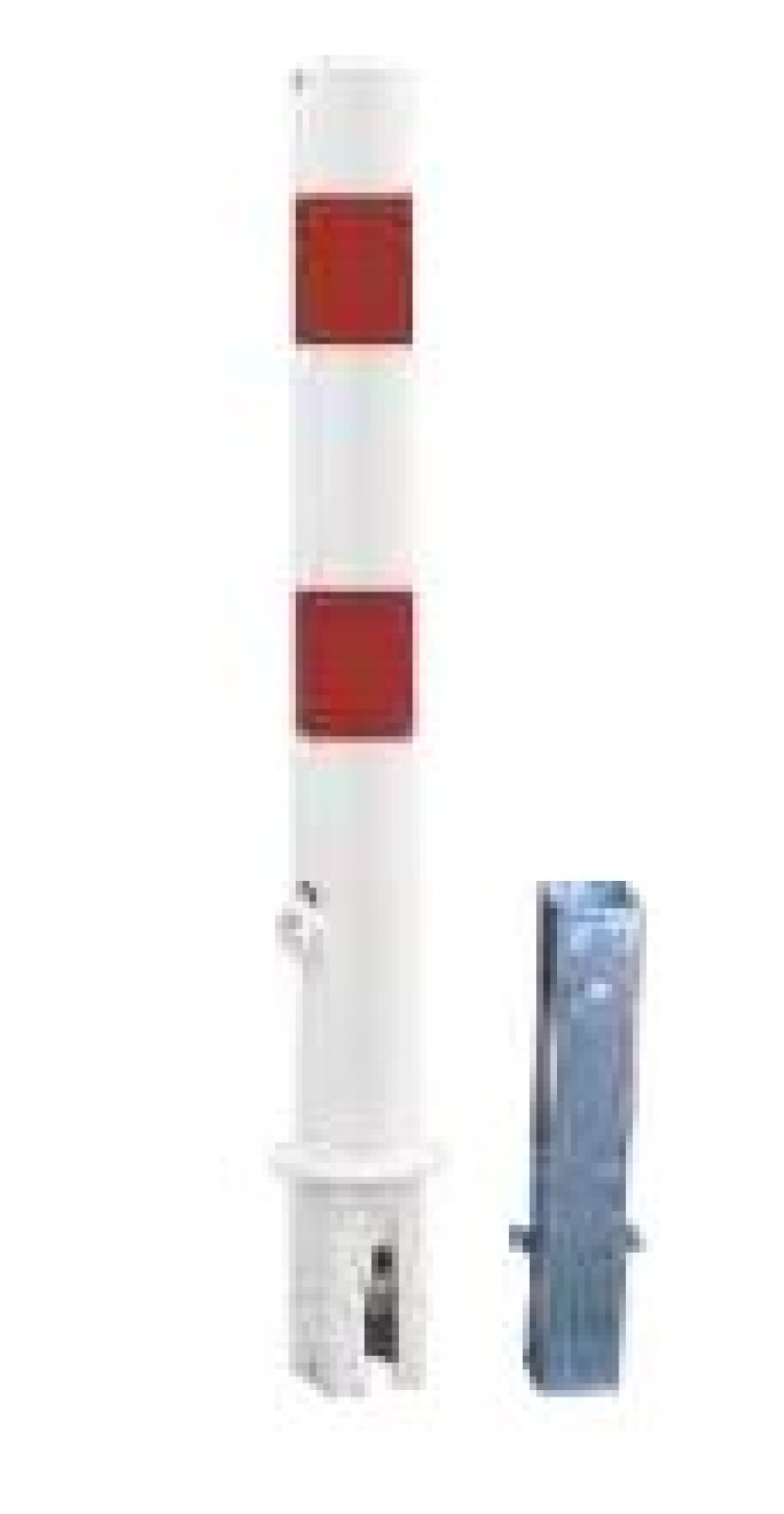Paal wit/rood Ø 102 mm uitneembaar (driekantslot) L 900 mm bovengronds + 500 mm ondergronds
