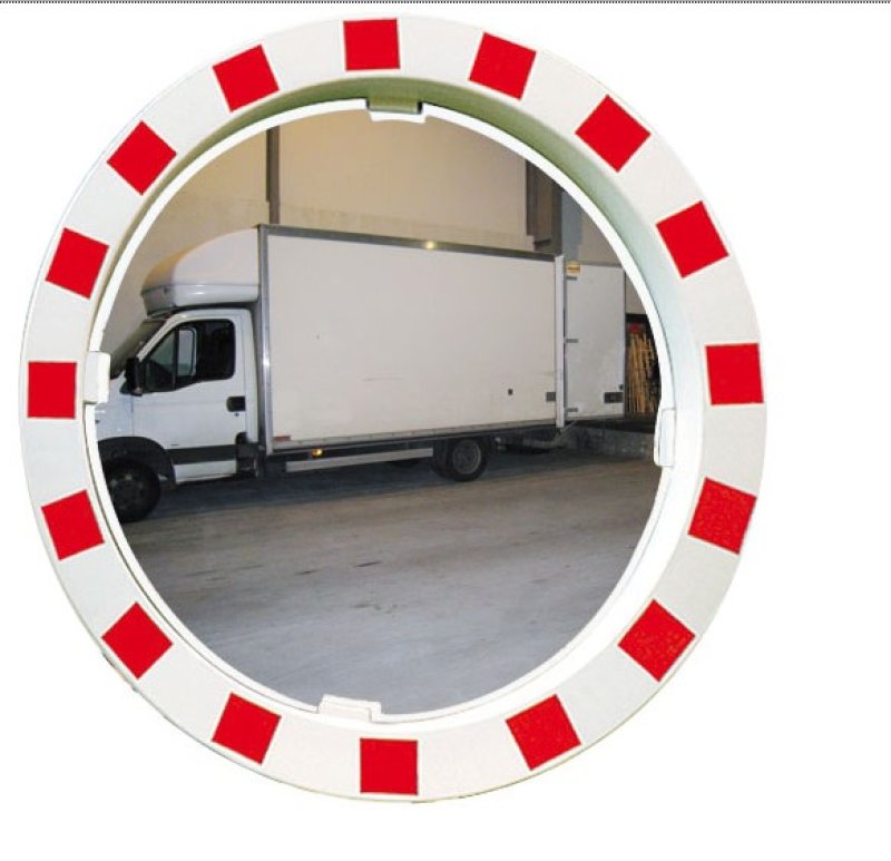 Spiegel Ø100cm - met rood/wit kader incl. beugel voor paal Ø76 mm