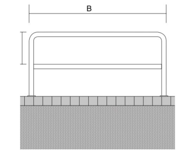 Beschermingsbeugel geel/zwart met voetplaat - B 1000 x H 1000mm - Ø48mm met dwarsprofiel