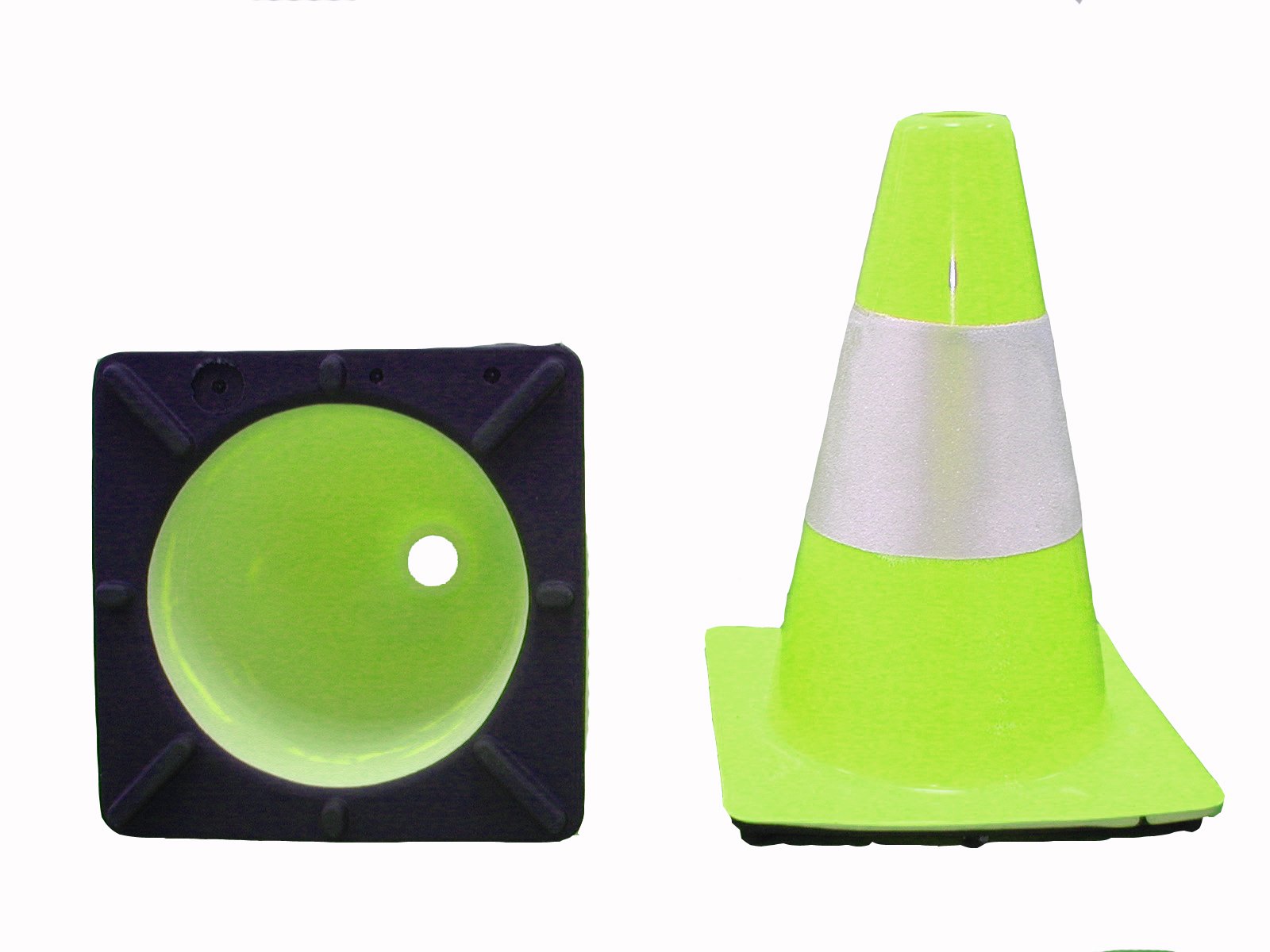 Kegel 30cm soepele pvc limoen groen 1 reflecterende band