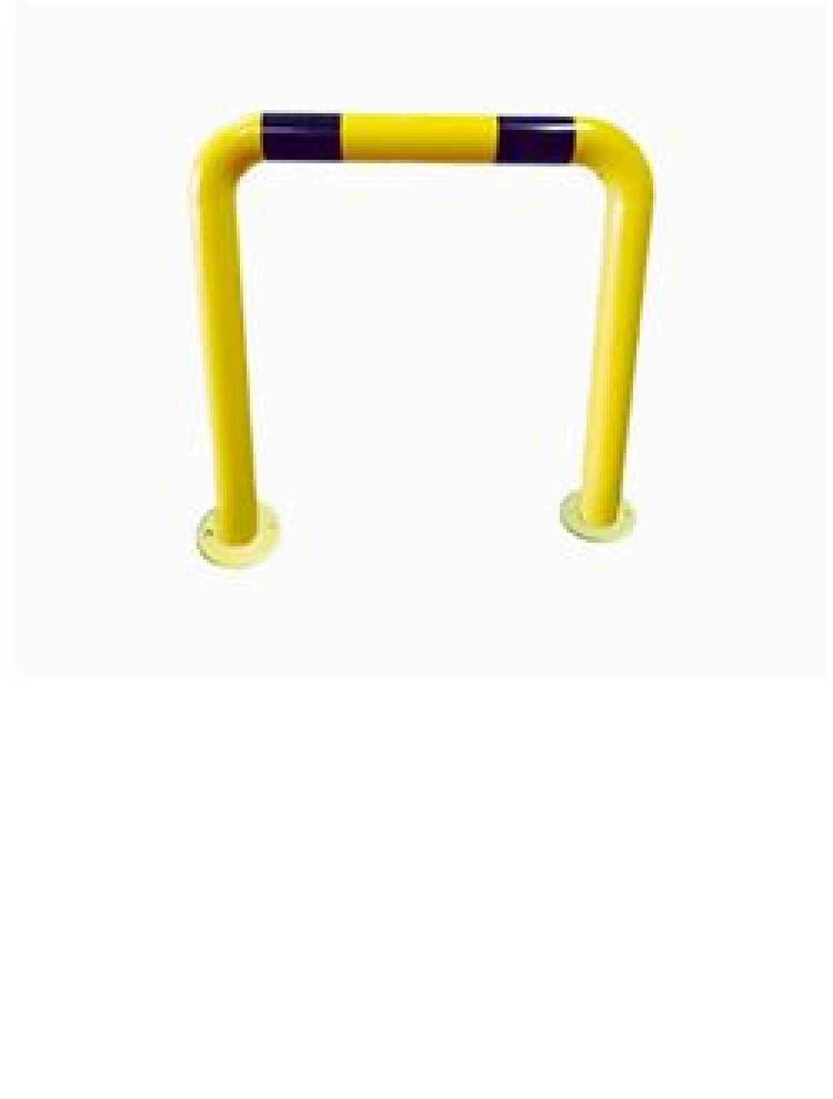 Stoot/rambeugel Ø76 mm geel/zwart - B 1000 x H 650 mm - met voetplaat