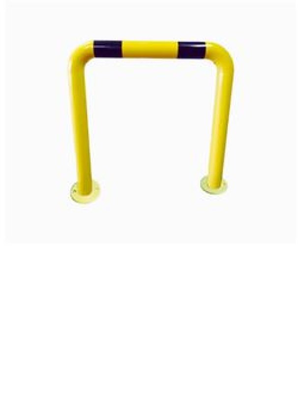 Stoot/rambeugel Ø76 mm geel/zwart - B 1000 x H 650 mm - met voetplaat