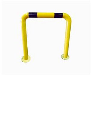 Stoot/rambeugel Ø76 mm geel/zwart - B 1000 x H 650 mm - met voetplaat