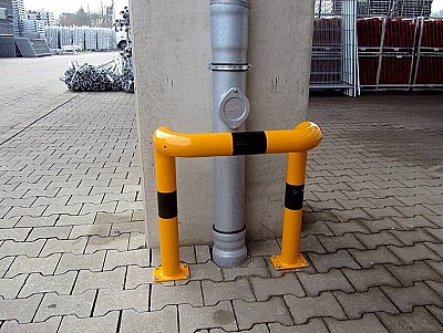 Stoot/rambeugel Ø76 mm geel/zwart - B 1000 x H 1150 mm - met voetplaat