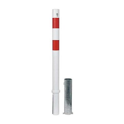 Paal wit/rood Ø 76 mm uitneembaar (cilinderslot) L 1000 mm bovengronds