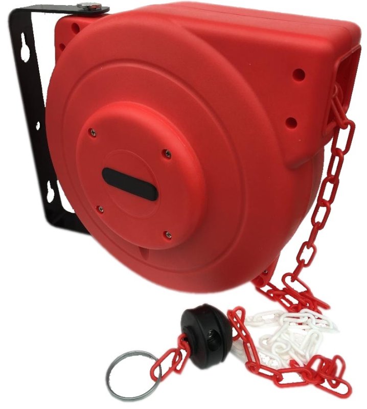 Kettinghaspel met 20m PVC ketting 6mm rood/wit