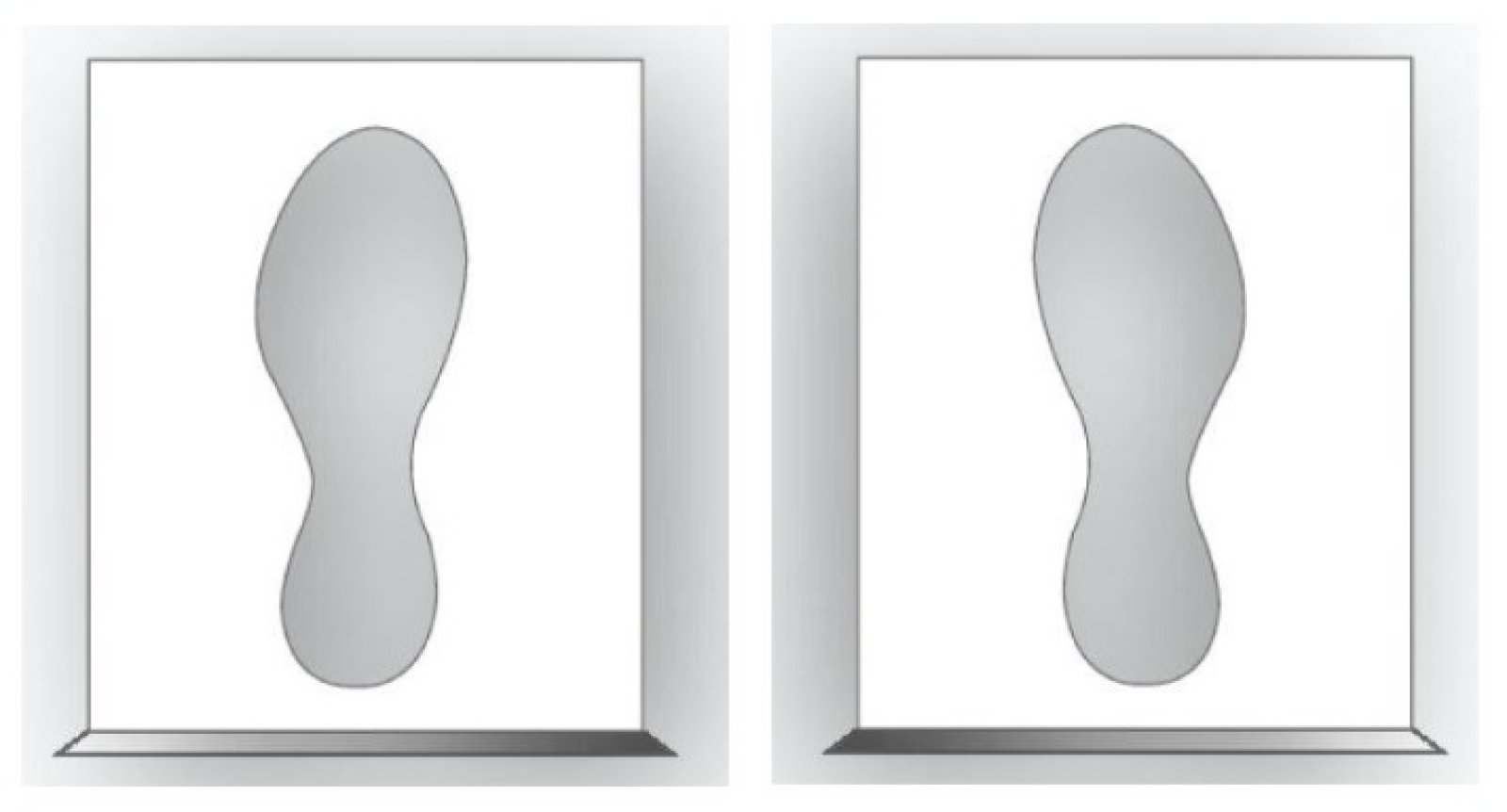 Set 2 sjablonen met voeten 335mm (links/rechts) 200 x 400 mm dibond 2mm