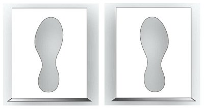 Set 2 sjablonen met voeten 335mm (links/rechts) 200 x 400 mm dibond 2mm