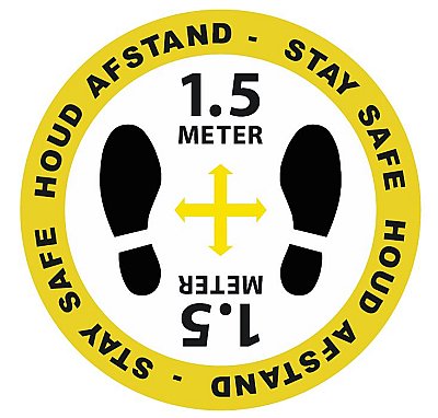 Social Distance vinyl sticker + laminaat - Ø 200mm