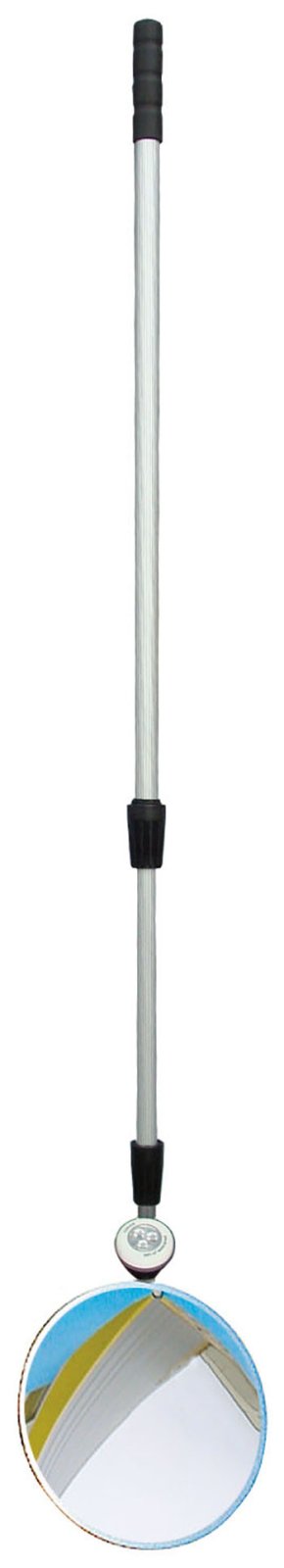 Inspectiespiegel rond Ø300mm (polymir) met telescopische steel van 1m tot 3m voorzien van LED lamp