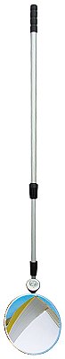 Inspectiespiegel rond Ø300mm (polymir) met telescopische steel van 1m tot 3m voorzien van LED lamp