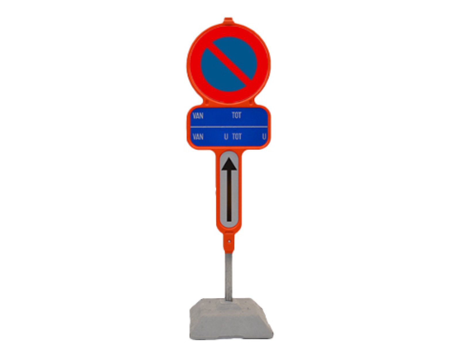 Parkeerverbod in PEHD E1 + datum blauw + Xa (exclusief sokkel)
